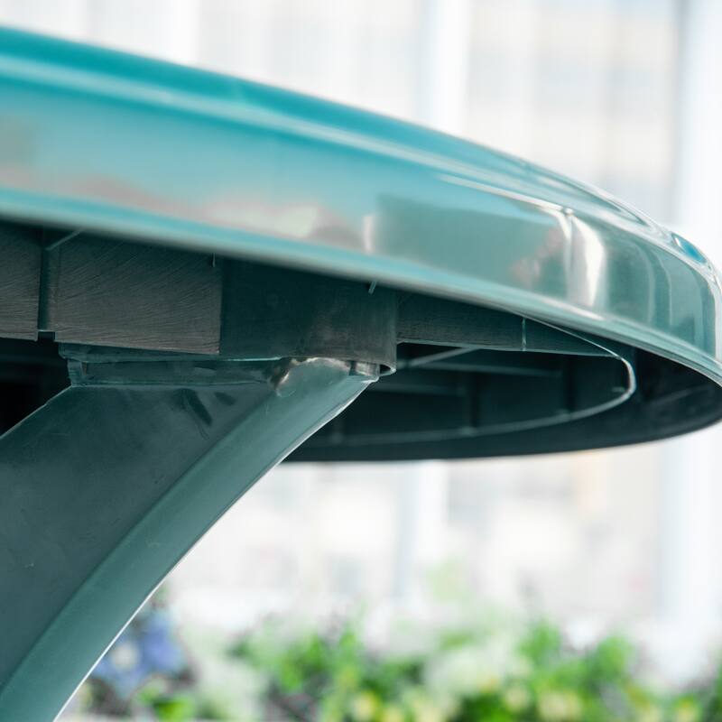 Outsunny Dia Round Plastic Patio Table with Umbrella Hole,Outdoor Bistro Dining Table,for Bar,Garden,Backyard,Poolside,Yard