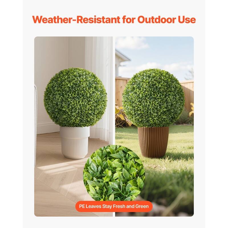 Green PE Artificial Topiary Tree 23-inch with Realistic Foliage and Weather-Resistant Design - 23 x 23 x 23 in