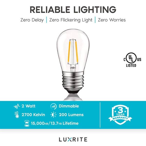 Shop Luxrite 2w Vintage S14 Led Bulb Dimmable 2700k Warm White