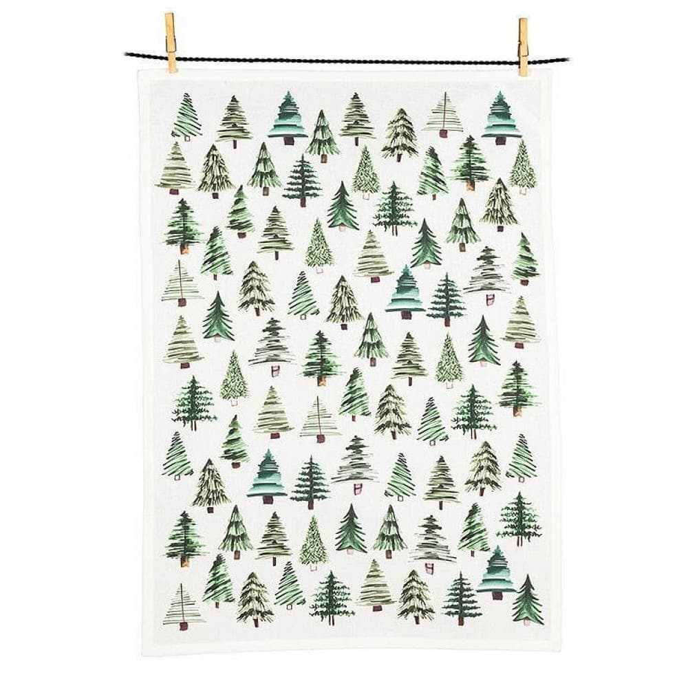 Simple Trees Print Tea Towel - Multicolor