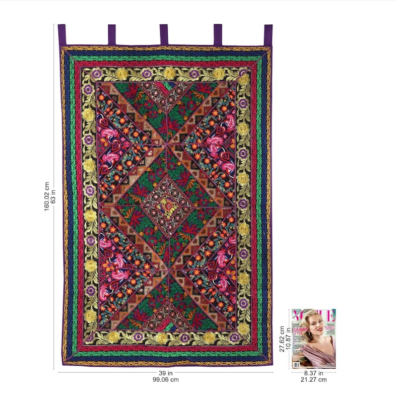 Handmade Floral Window patchwork wall hanging (India)