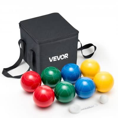 Bocce Smooth 8 Resin Balls Game Set with Pallino and Portable Bag for Lawn or Backyard - 3.94 in