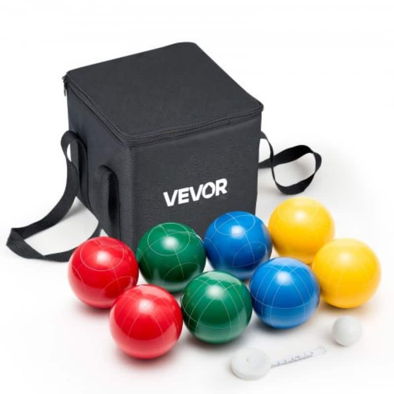 Resin Bocce Ball Game Set with Rugged Bag and Measuring Rope for Lawn Beach or Backyard - 3.54 in