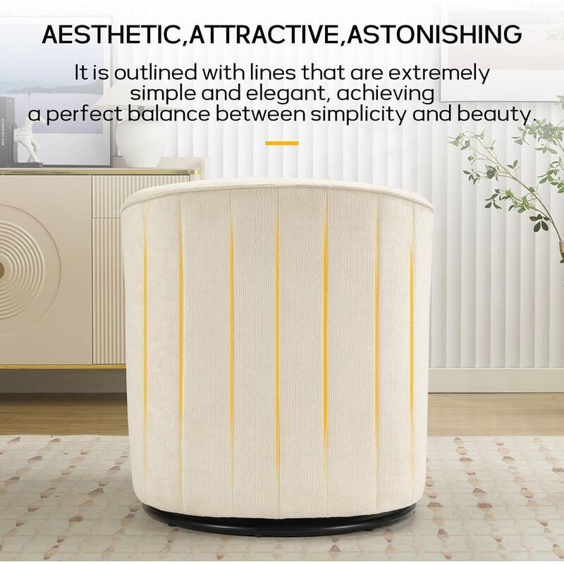 Swivel Accent Chair , 360 Degree Club Chair with Ottoman Set, Fabric Barrel Reading Chairs for Living Room Bedroom