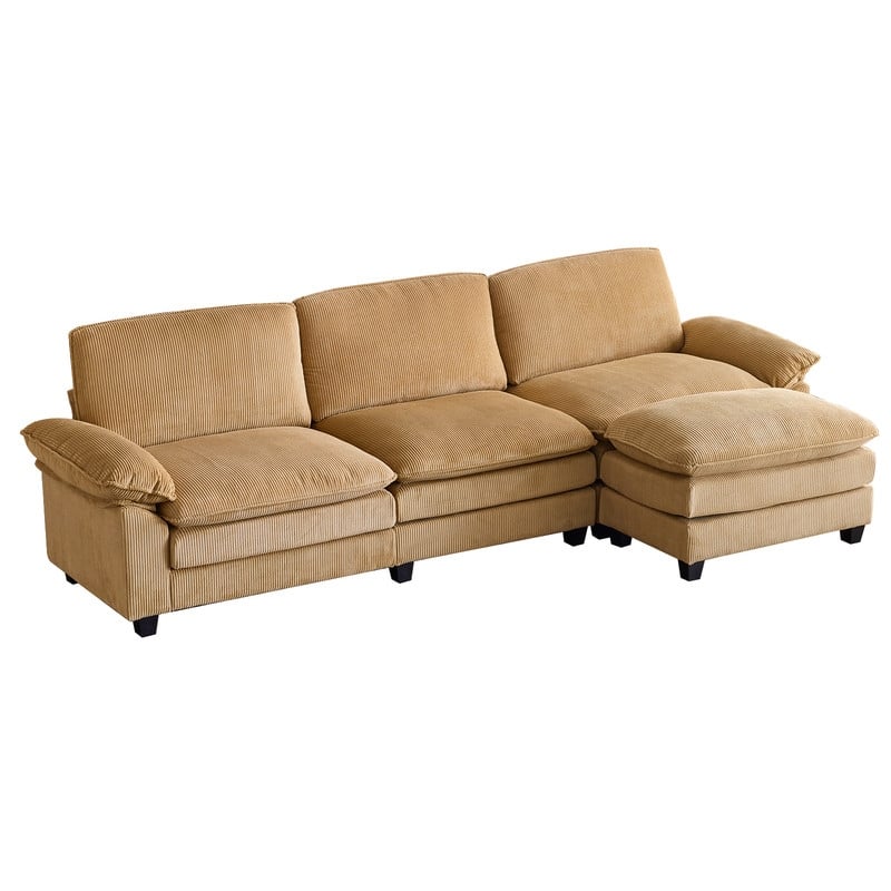 120 in. W Pillow Top Arm Double-Layer Cushion Cloud Sofa Couch