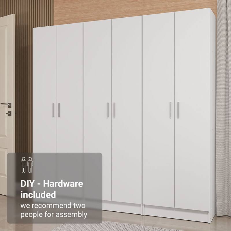 Madesa Wardrobe Cabinet with 6 Doors and 15 Utility Shelves
