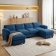 preview thumbnail 32 of 96, Modern Couduroy Modular Sectional Sofa Couch with Ottoman for Living Room Blue/4 Seat With Ottomans - Reversible