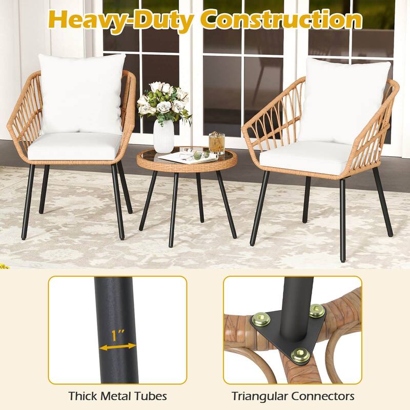 Costway 3 Piece Patio Bistro Set with Heavy Duty Metal Frame for - See Details