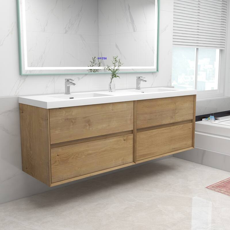 Selina 72" Wall Mounted Vanity with Double Sink - 72
