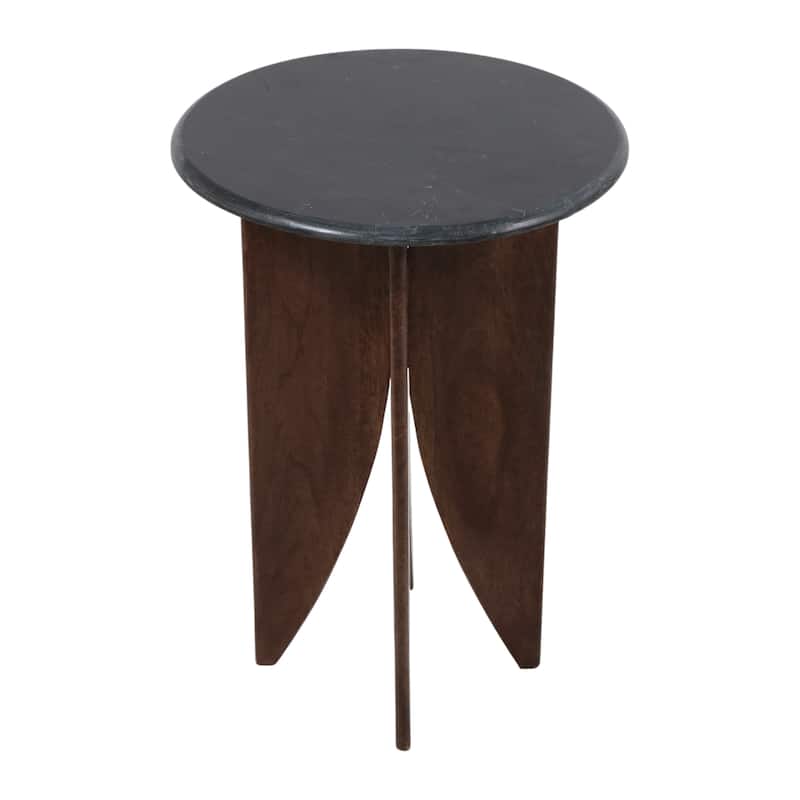 Contemporary Round Pedestal Stone Top Accent Table - 24"