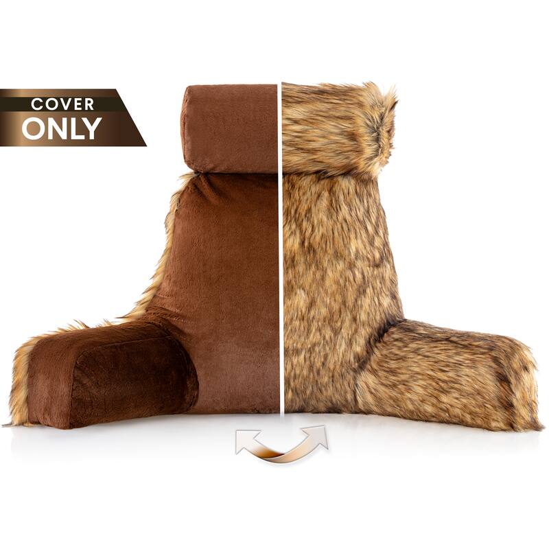 XXL Husband Pillow Cover Only - Ultra Rare Baby Backrest Pillowcase Set, 2-tone Reversible Double Sided Fabulous Faux Fur