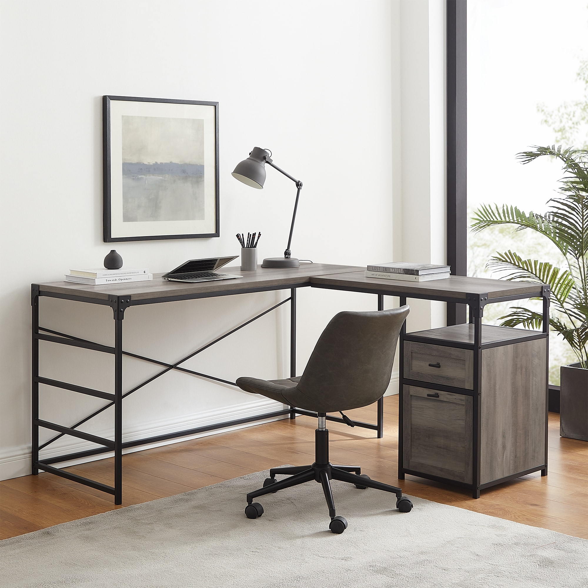 Middlebrook Angle Iron L Shaped Storage Desk