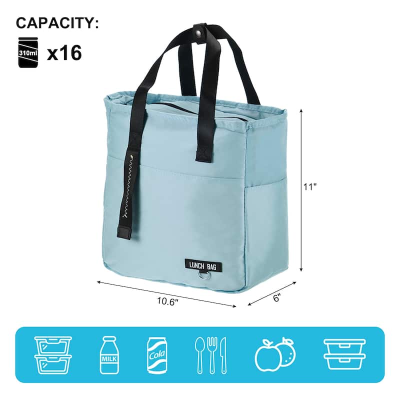 Insulated Lunch Bag Reusable Thermal Lunch Box Leakproof Cooler Bag - Blue