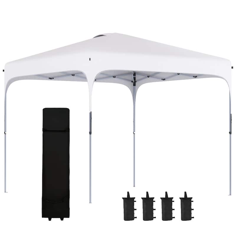 Outsunny Pop Up Gazebo, Foldable Canopy Tent with Carry Bag with Wheels and 4 Leg Weight Bags for Outdoor Garden Patio Party