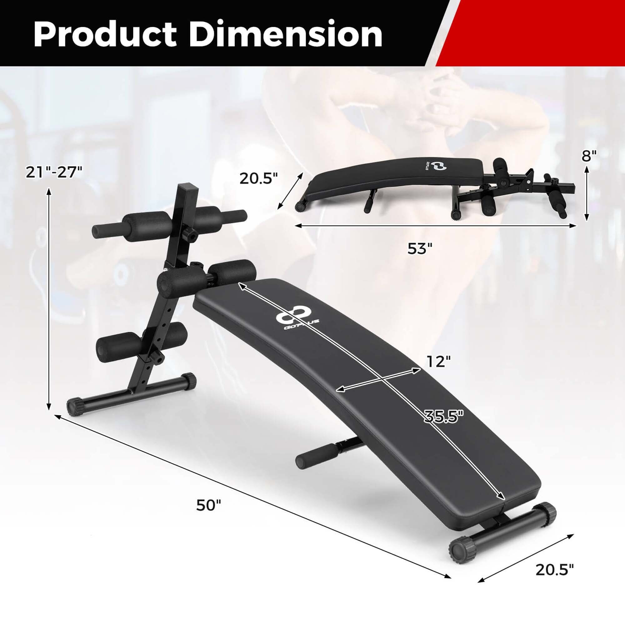 Goplus Adjustable Decline Sit Up Bench for Exercise with High