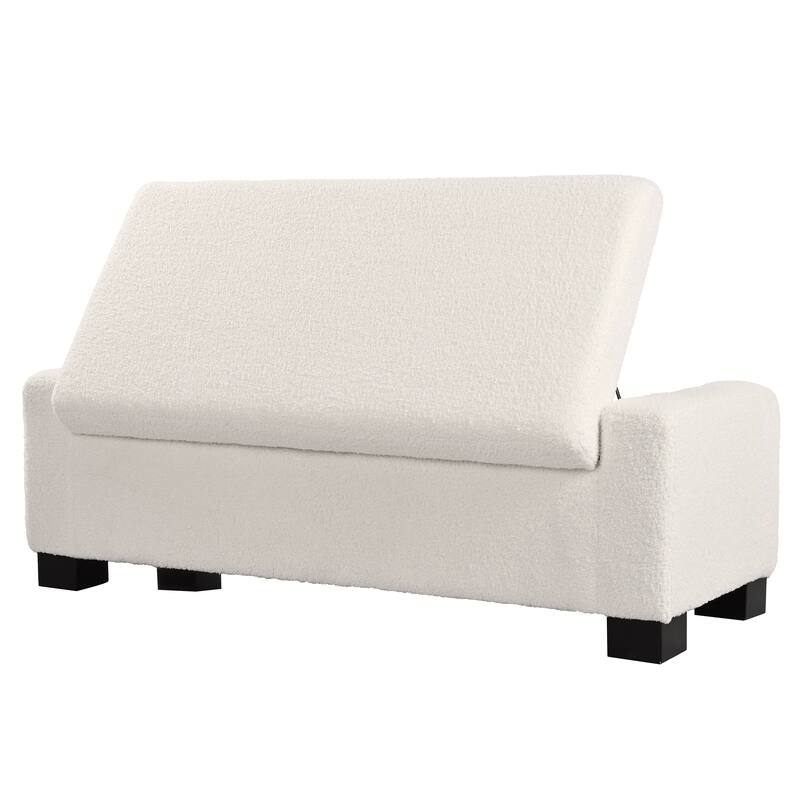 Roomfitters Upholstered Storage Ottoman Bench with Hinged Lid, Rectangular Accent Seat for Living Room, Bedroom