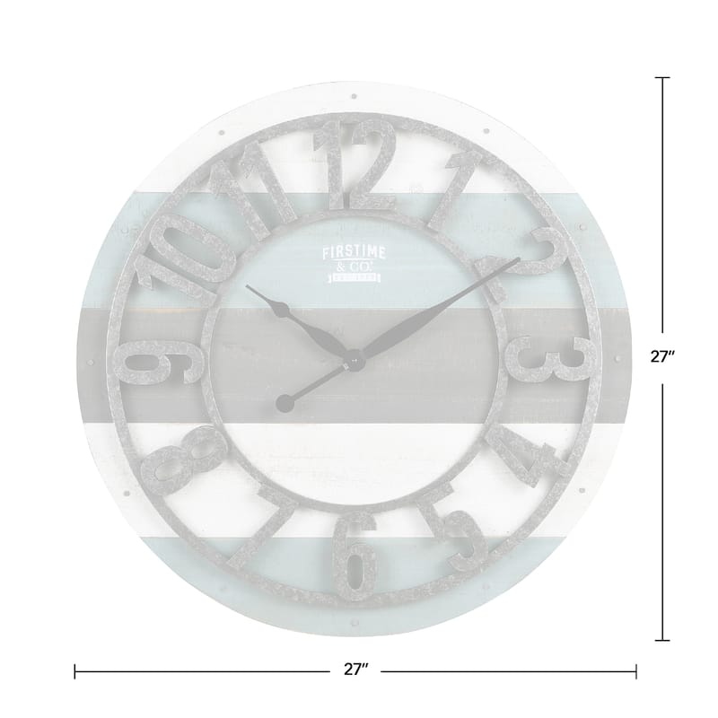 FirsTime & Co. Teal Shabby Farmhouse Planks Clock, American Crafted, Aged teal, Wood, 27 x 1.75 x 27 in