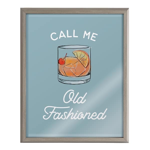slide 4 of 7, Kate and Laurel Blake Call Me Old Fashioned Blue Framed Printed Glass Grey - Plastic
