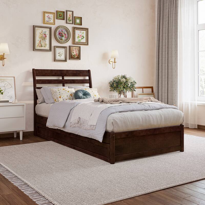 Emelie Platform Bed with Panel Footboard and Twin XL Trundle