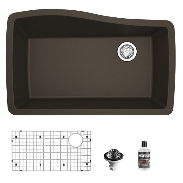 Karran Undermount Quartz Composite 33 in. Single Bowl Kitchen Sink with Accessories. Opens flyout.