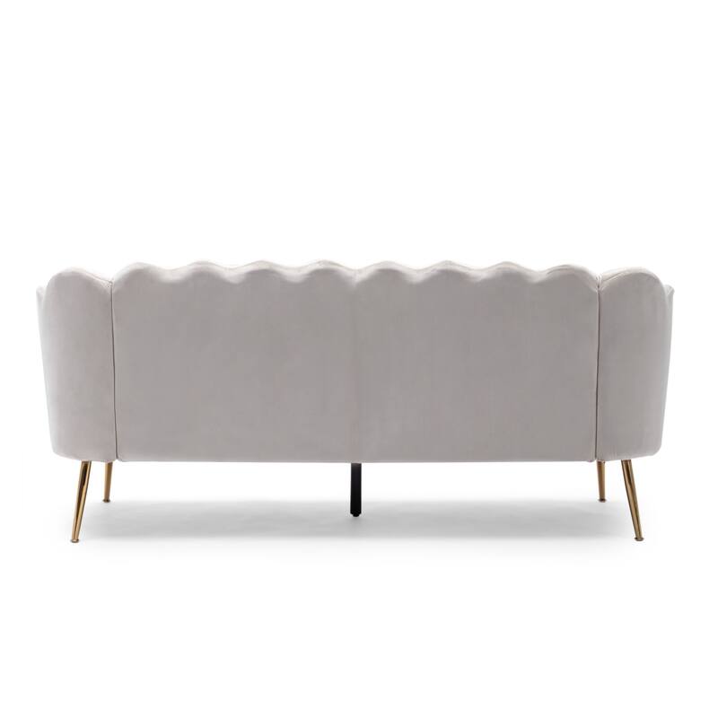 76.25" Velvet Channel Stitching 3-seater Sofa with Metal Legs for Living Room