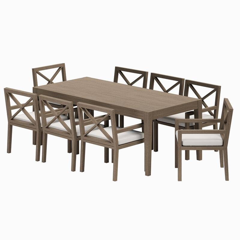 Northlake 9-Piece Outdoor Patio Teak Wood Dining Set