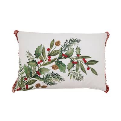 Holly Branch Throw Pillow