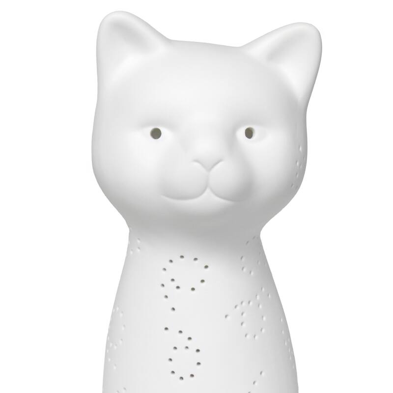 Sitting Kitty Cat Porcelain Table Lamp - 12.25" - White