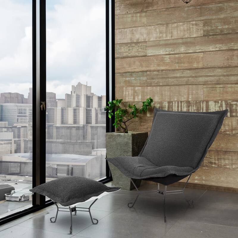 Allan Andrews Scroll Puff Chair with Titanium Frame, Barbet Collection