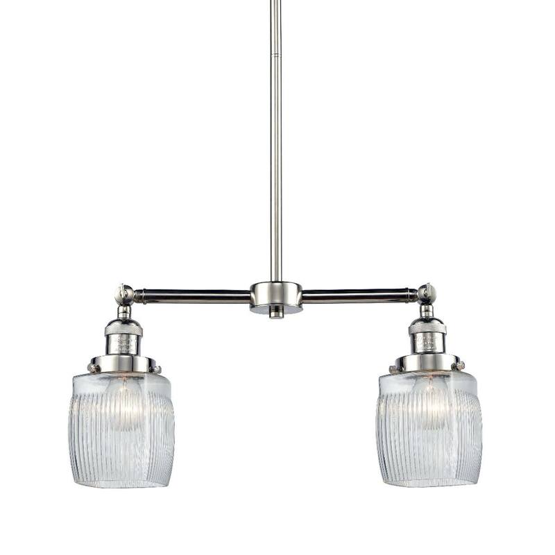 Innovations Lighting Colton 2 Light 22" Wide Linear Chandelier - Polished Nickel / Thick Clear Halophane