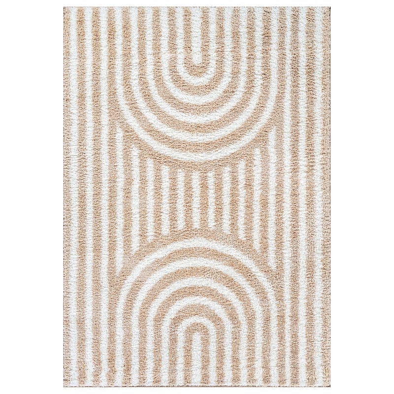 Abstract Arch Shag Rug - Medium Pile, Durable & Easy to Clean - Anthracite Dark Gray