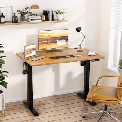 Futzca Height Adjustable Electric Standing Desk Sit Stand Computer Stand up Desk with Splice Board