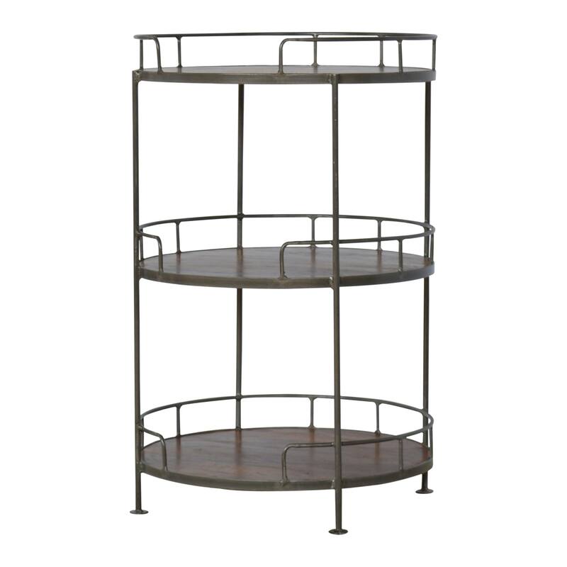 Artisan Furniture Solid Wood Industrial Round Butler Tray Table