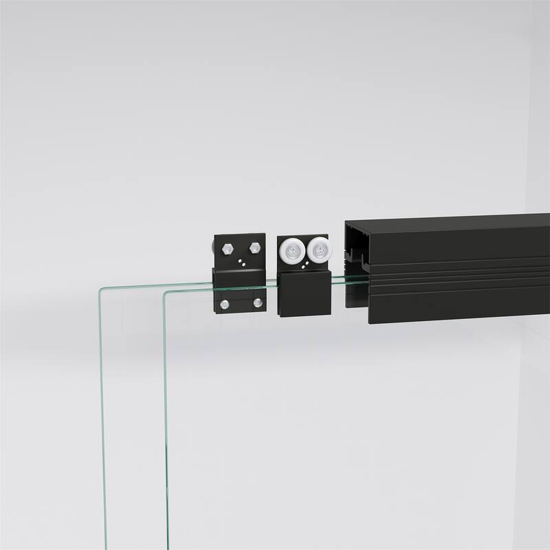 Half Frameless Double Sliding Glass Shower Door, 1/4 inch Tempered Glass