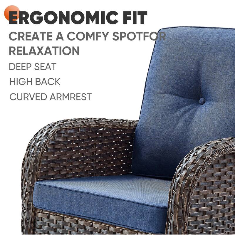 Outdoor Rocking Chairs, Loveseat Glider SOfa with Coffee Table - Brown