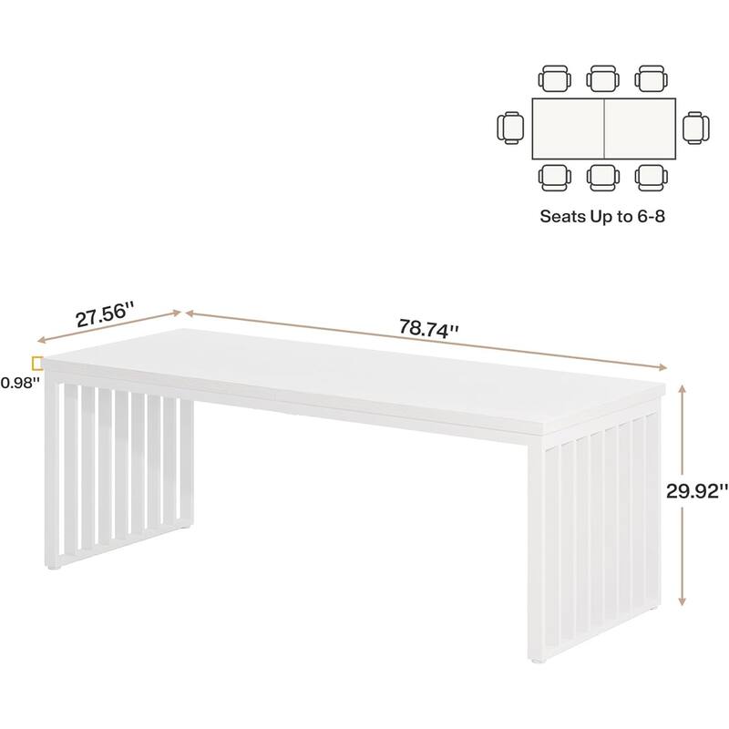 6.56 ft Industrial Conference Table, Rectangular Meeting Table for Seminar, Business & Negotiation