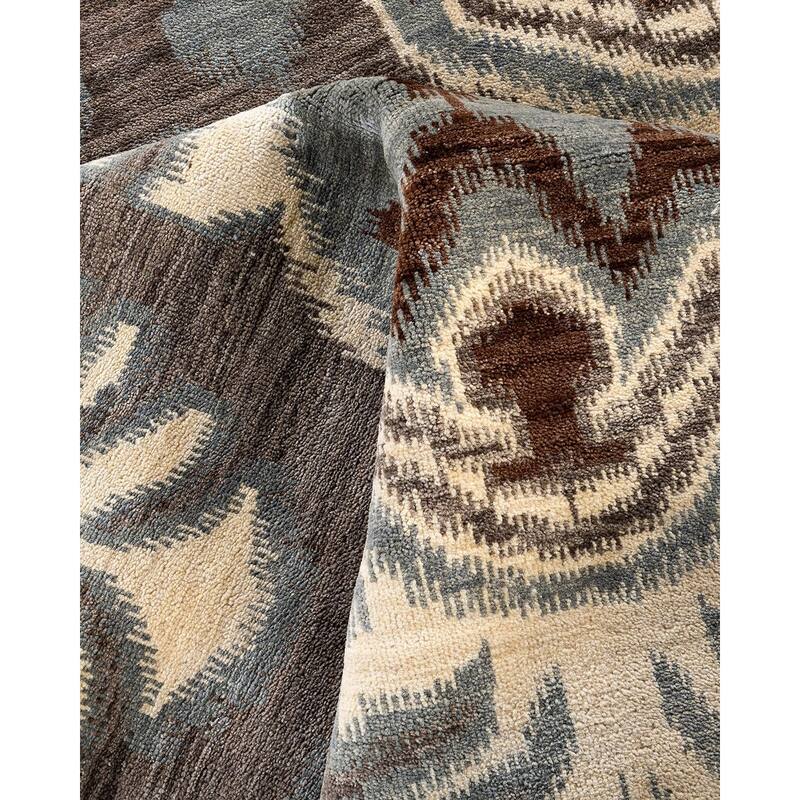 Ikat One-of-a-Kind Hand-Knotted Area Rug, Gray - 9' 1" x 12' 5"