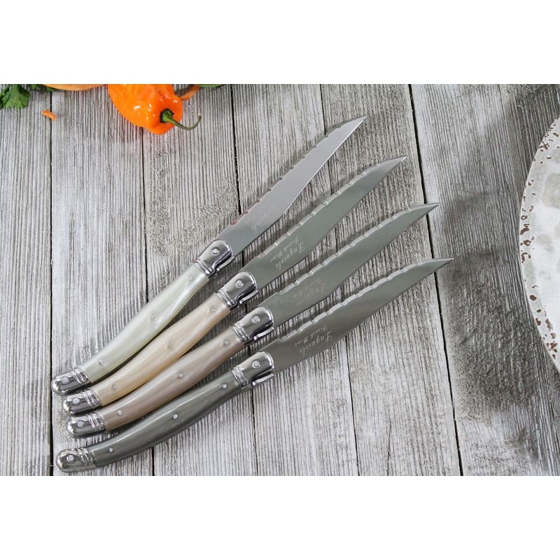 French Home Set of 4 Laguiole Neutral Tones Steak Knives