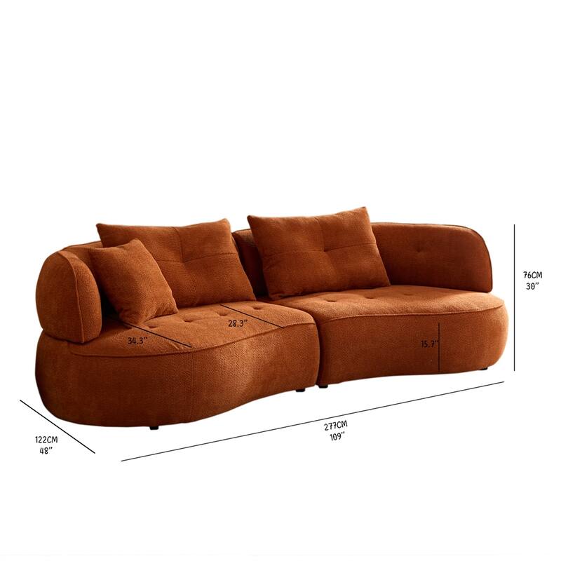 Fabric Sectional Sofa w/ Removable Pillows, High Density Sponge Filler