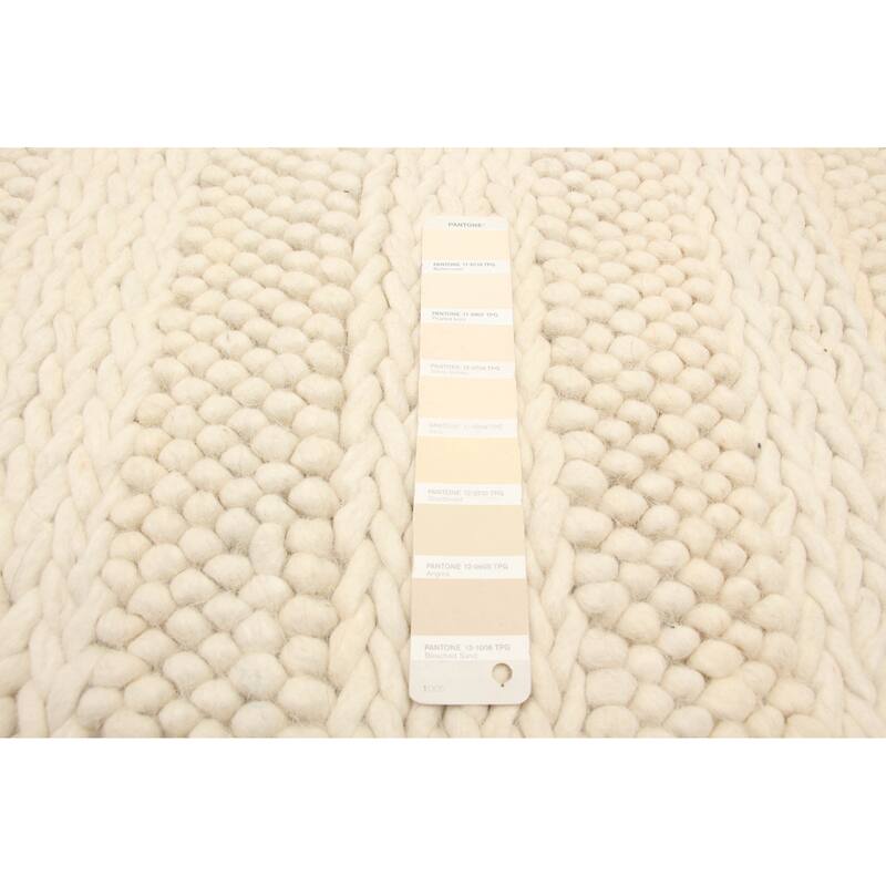 ECARPETGALLERY Braid weave Sienna Cream Wool Rug - 5'1 x 6'11