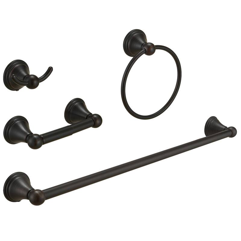 4-Piece Bath Hardware Set with Stainless Steel - Oil Rubbed Bronze