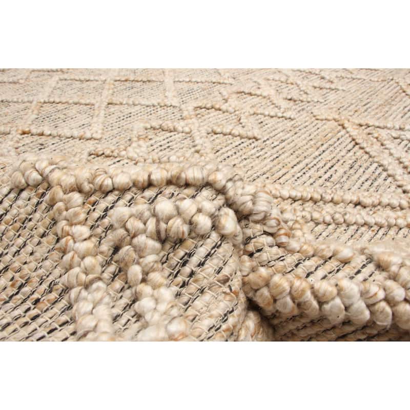 ECARPETGALLERY Braid weave Sienna Beige Wool Rug - 5'0 x 7'8