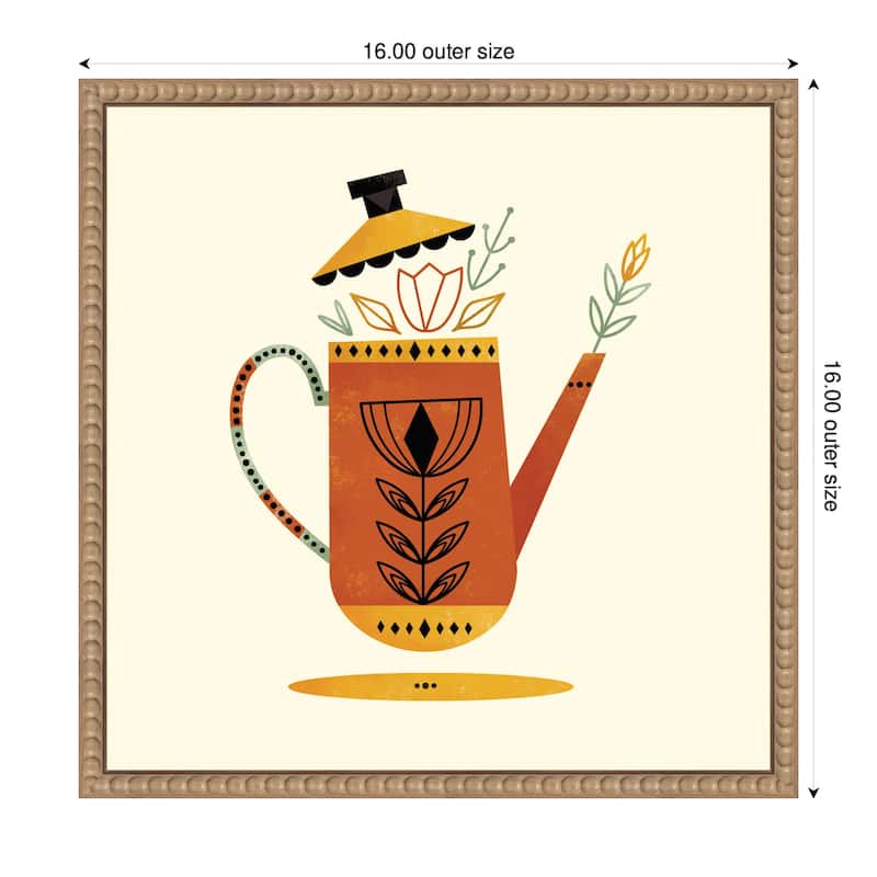 Kate and Laurel Sylvie Orange Kettle Framed Canvas by Amber Leaders