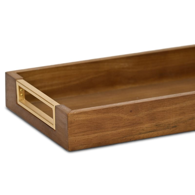 Nyssa Slim Rectangular Wood Decorative Tray - Brown