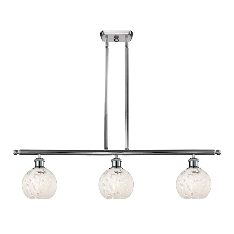Innovations Lighting 516-3I-9-36-White Mouchette-Indoor Pendant White - Brushed Satin Nickel / White Mouchette