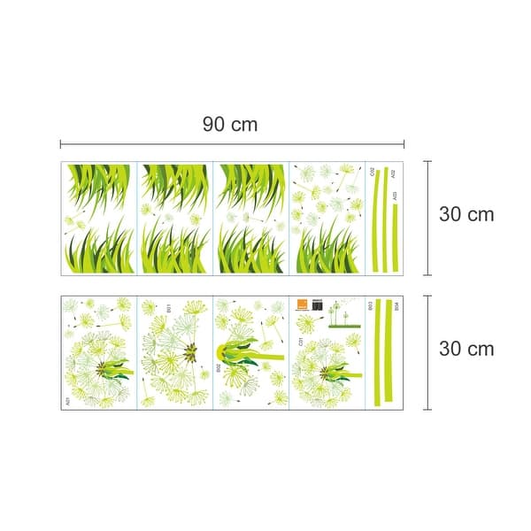 dimension image slide 2 of 3, Walplus Glow in Dark Dandelion 3D Butterflies Wall Sticker Home Decor