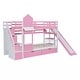 preview thumbnail 41 of 50, Twin-Over-Twin Castle Style Bunk Bed with 2 Drawers 3 Shelves and Slide