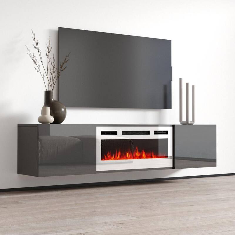 Cali WH-EF Wall Mounted Electric Fireplace Modern 72" TV Stand