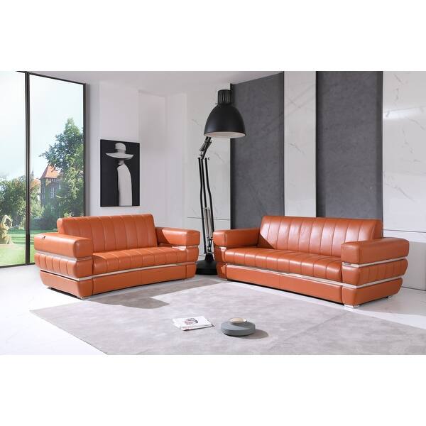 Contemporary Leather Upholstered 2 Piece Living Room Sofa Set On Sale Overstock 32092306