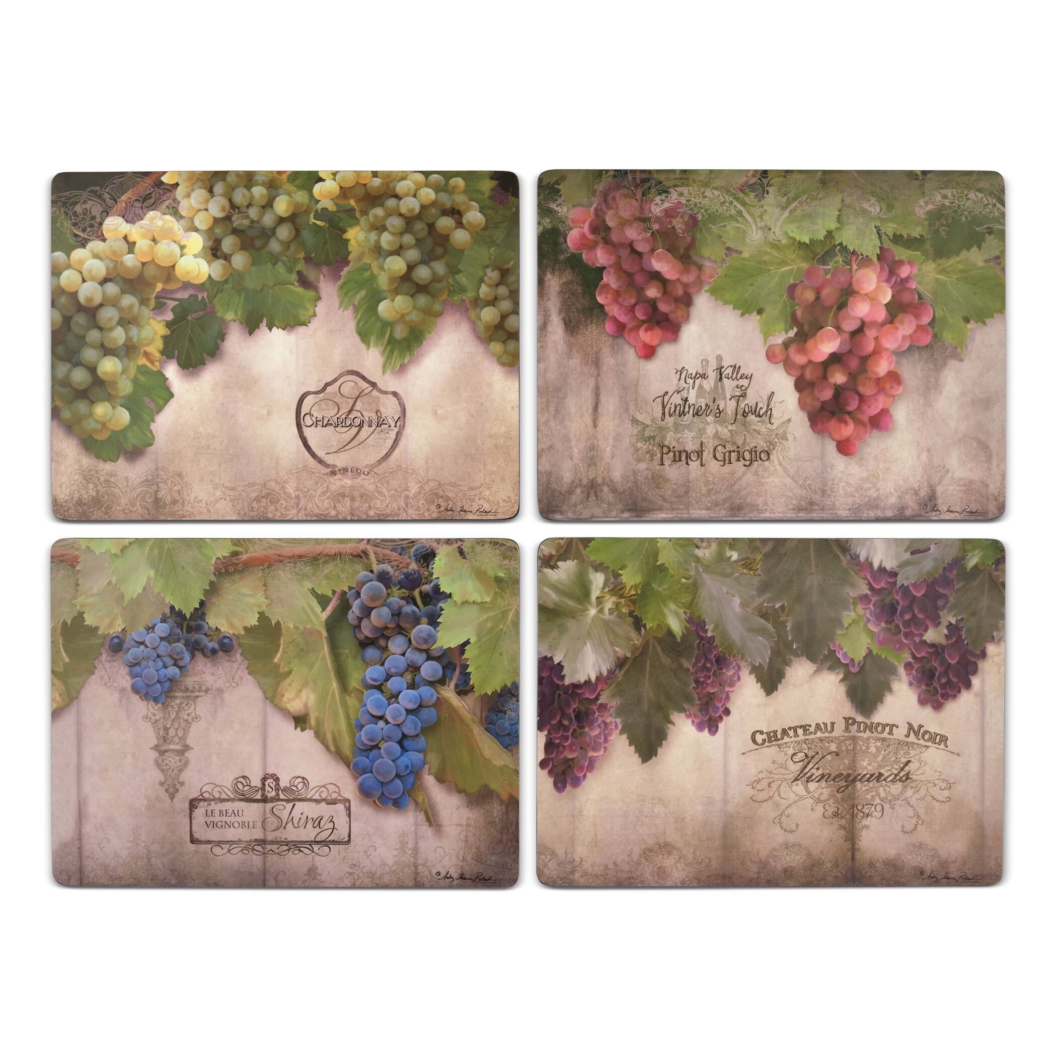 Pimpernel Tuscan Vineyard Placemats Set of 4 15.7 inches x 11.7 each On Sale Bed Bath